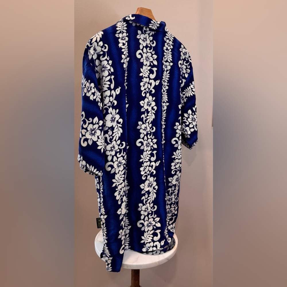 ULUWATU Bali island men’s blue white floral casual button down Hawaiian shirt XL - Picture 7 of 16